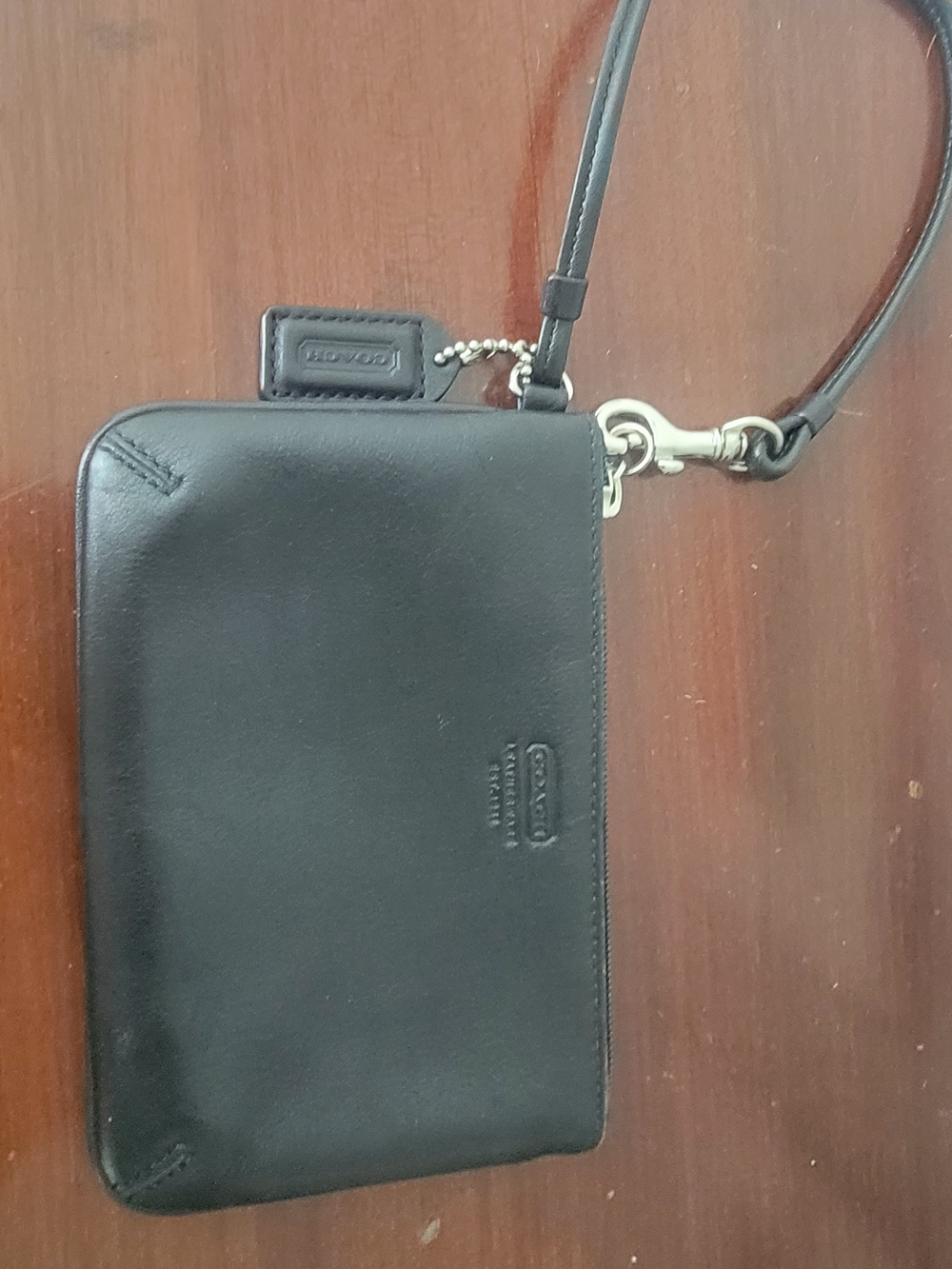 Coach Black Leather Wristlet Pouch